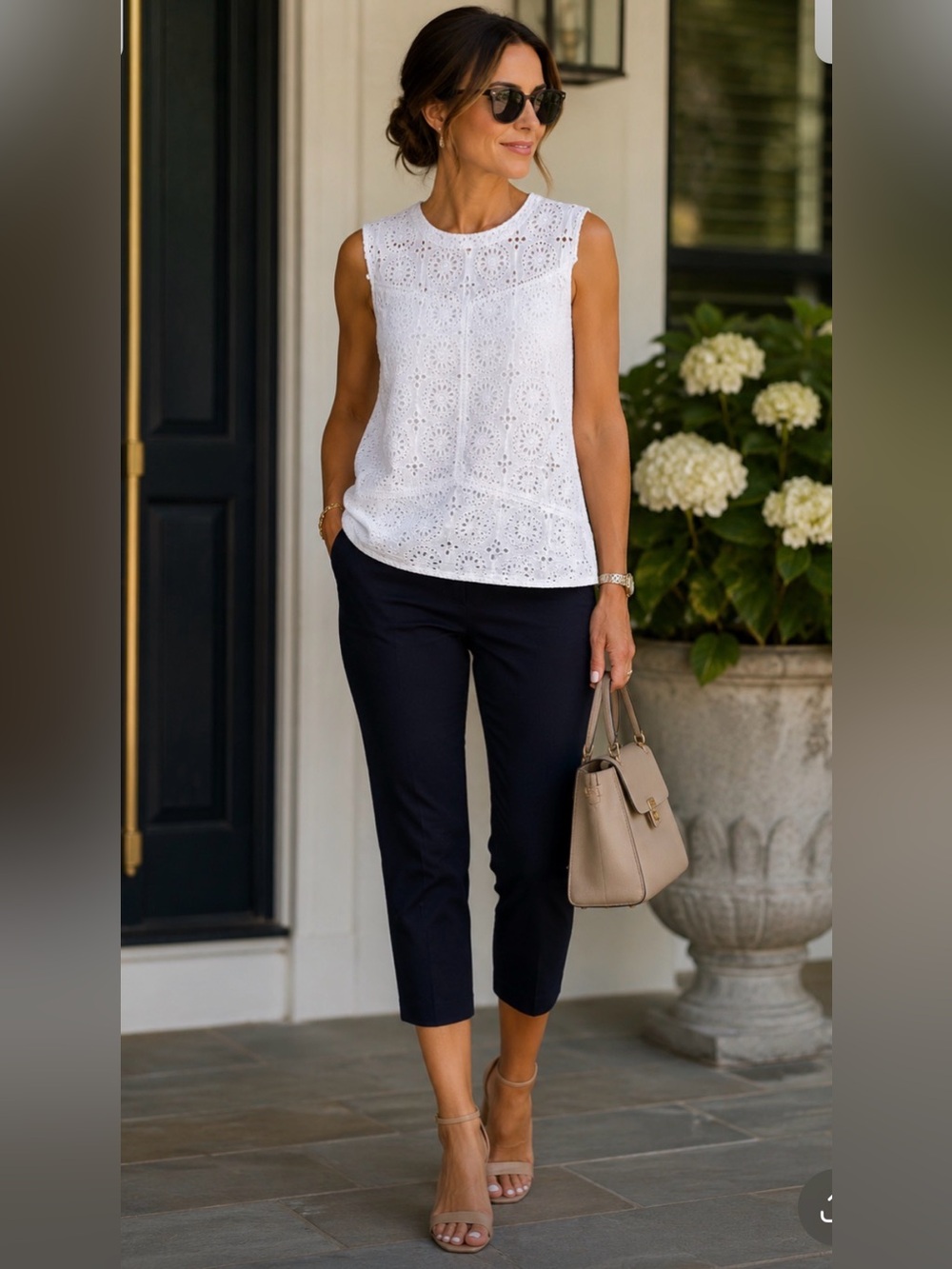 Saks Fifth Avenue Cottagecore White Eyelet Blouse - 100% Cotton - Large